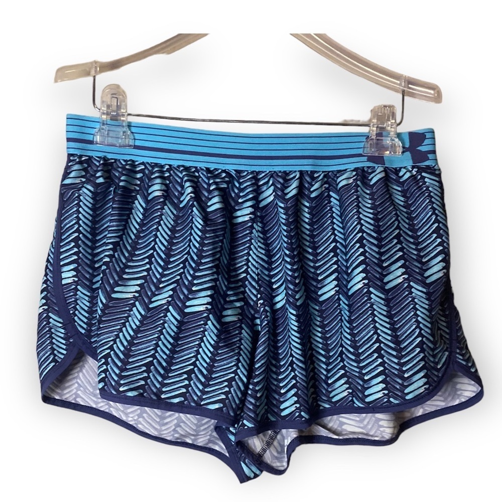 Under Armour Chevron Workout Active Heat Gear Blue Gym Shorts